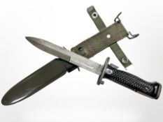 An American M5 knife bayonet with scabbard, blade 17.