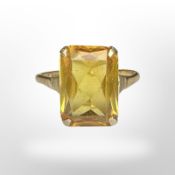 A 9ct gold citrine ring, size S. CONDITION REPORT: 4.