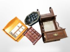 Two contemporary jewellery boxes, further mirrored shelf,