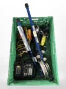 A Bosch drill and angle grinder, Makita drill with charger,