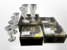 A set of eight Edinburgh Crystal sherry glasses etched with thistles, height 11cm, boxed.