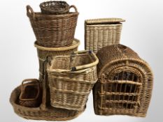 Eight various wicker baskets and hampers