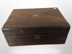 A Victorian rosewood writing slope, width 30cm.