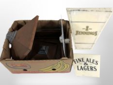A copper plated lantern with Ale advertising panels (1 box)