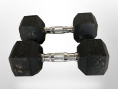 Two 10kg hex dumbells