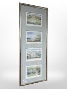 A set of four Peter Christoffersen colour prints depicting landscapes, framed overall as one,