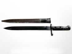 A Chilean M1895 Mauser bayonet, blade stamped 'Simson & Co Suhl', with scabbard, blade 28.5cm.