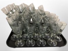 A quantity of Scandinavian tinted drinking glasses.