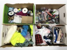 A large quantity of upholstery material, buttons, zips,