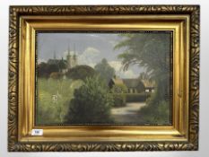 D Horning : A view towards a palace, oil on canvas, 47cm x 32cm.