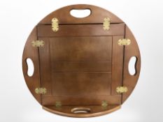 A mahogany folding drinks tray,