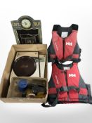 Two frameless mirrors, leaded glass panel, cafe chalk board, Meccano model,