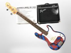 A bass guitar,