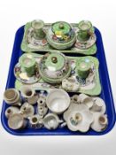 Two Maling lustre dressing table sets and a quantity of crested ornaments including Carlton china,