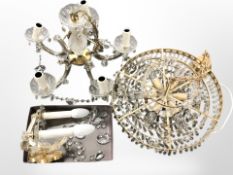 Two continental chandeliers with cut-glass droplets.