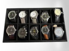 An interesting collection of ten military-style watches, all with straps,