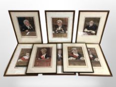 After Sallon : Eight colour prints depicting judges,