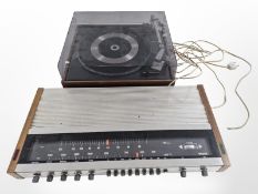 An Arena teak-cased record player with Garrard turntable and a Tor XPL 15 stereo (continental