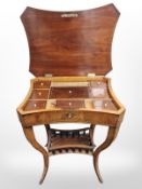 A 19th century burr walnut and stainwood inlaid work table,