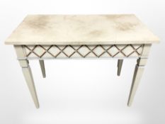 A French style painted side table fitted a drawer,