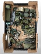 A quantity of 20th-century die-cast military vehicles including Matchbox Battle Kings, Dinky, etc.