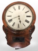A 19th-century mahogany drop-dial wall timepiece with single-fusee movement,
