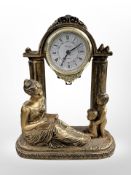 A gilt quartz mantle timepiece,