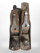 Two Stanley Bailey woodworking planes, No. 5 1/2 and 6.