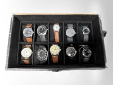 An interesting collection of ten military-style watches, all with straps,