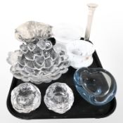 A group of Danish studio glass ware including F J Design marbled glass bowl,