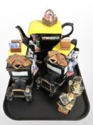 Three Ringtons novelty teapots and two preserve pots.