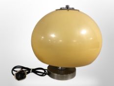 A 1970's chrome and plastic mushroom table lamp,