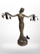 A contemporary gilt Art Deco style figural table lamp,