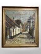 Danish school : A cobbled street, oil on canvas, 39cm x 45cm.