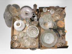 A quantity of 20th-century crystal and pressed glass ware, kitchen storage jars, tazzas, etc.