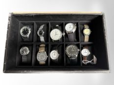 An interesting collection of ten military-style watches, all with straps,