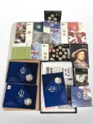 A group of British proof coins including three Queen's Diamond Jubilee £5 coins,