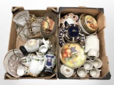 A quantity of porcelain and ceramic tea and dinner wares, pressed glass, Imari china, etc.