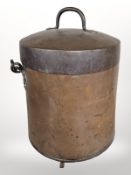 A Victorian copper coal bin with swing handle,