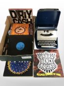 A Remington typewriter and a quantity of vinyl LP's (1 box)