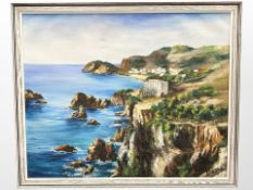 Bosch : Villas on a coastline, oil on canvas, 78cm x 62cm.