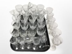 A large quantity of crystal wine glasses.