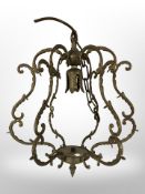 A gilt metal pendant light fitting, height 37cm.