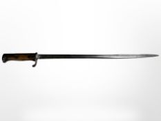 A German late pattern S 1898 Mauser sword bayonet with flashguard, two-piece wooden grips,