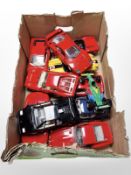 A group of Burago die-cast scale model cars.