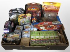 A group of toys including Captain Scarlet, Gormiti, Power Rangers,