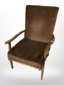 Two 20th century teak framed armchairs