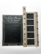 A chalk cafe board,