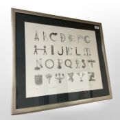 Janet Dickson : Antique Alphabet, black and white print (hand printed), numbered 15/500,