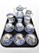 18 pieces of Copeland Spode Italian blue and white tea and coffee china.